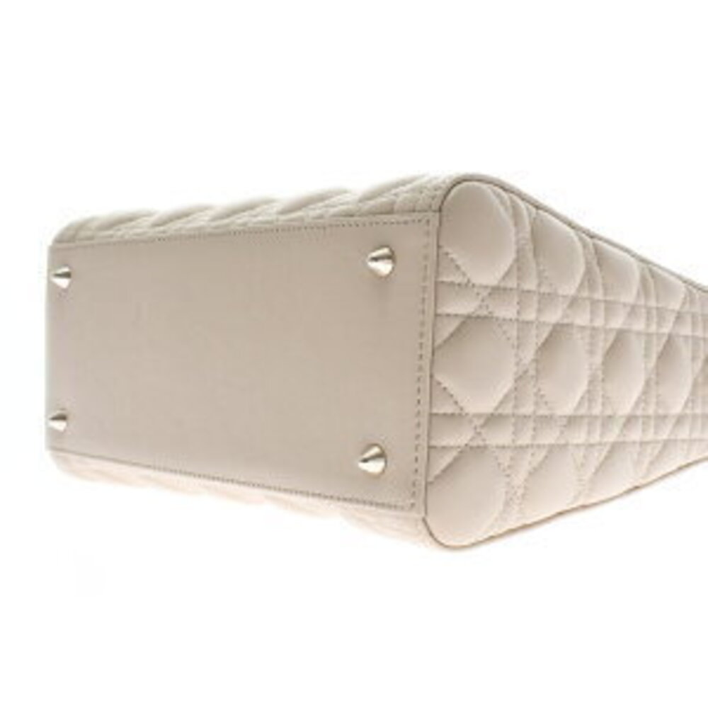 Christian Dior Lady Handbag Taupe Cream Beige Lambskin - Picture 4 of 9